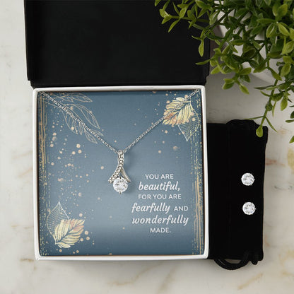Girlfriend Jewelry Set, Necklace and Earring Set for Girlfriend | Custom Heart Design