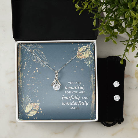 Girlfriend Jewelry Set, Necklace and Earring Set for Girlfriend | Custom Heart Design