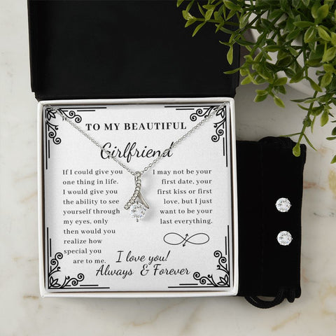 Girlfriend Jewelry Set, Necklace and Earring Set for Girlfriend - Custom Heart Design