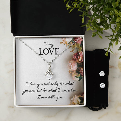 Girlfriend Jewelry Set, Necklace and Earring Set for Girlfriend | Custom Heart Design