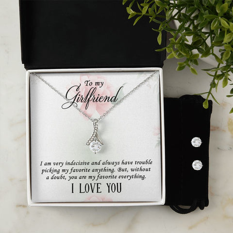 Girlfriend Jewelry Set, Necklace and Earring Set for Girlfriend | Custom Heart Design