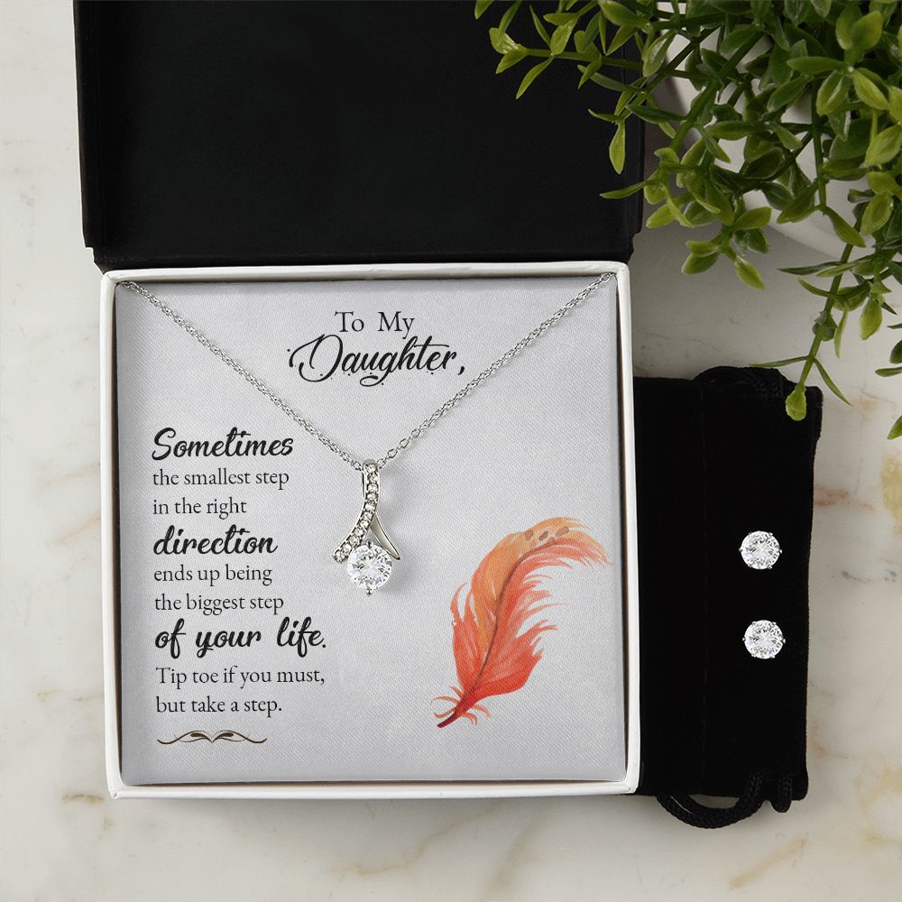 Daughter Pendant and Earring Set-Tip toe if you must | Custom Heart Design