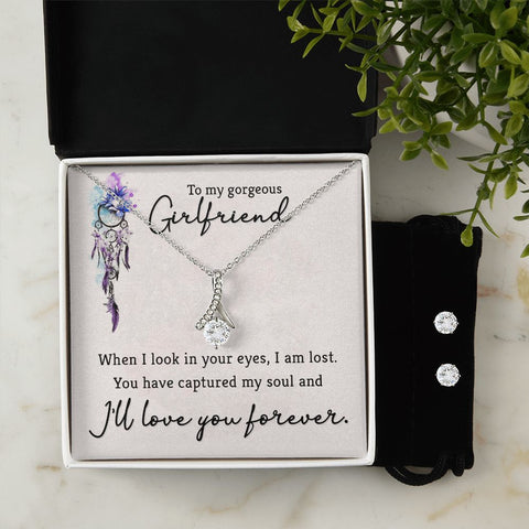 Girlfriend Jewelry Set, Heart Necklace and Earring Set | Custom Heart Design