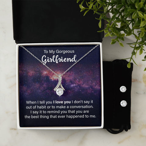 Girlfriend Jewelry Set, Necklace and Earring Set for Girlfriend | Custom Heart Design