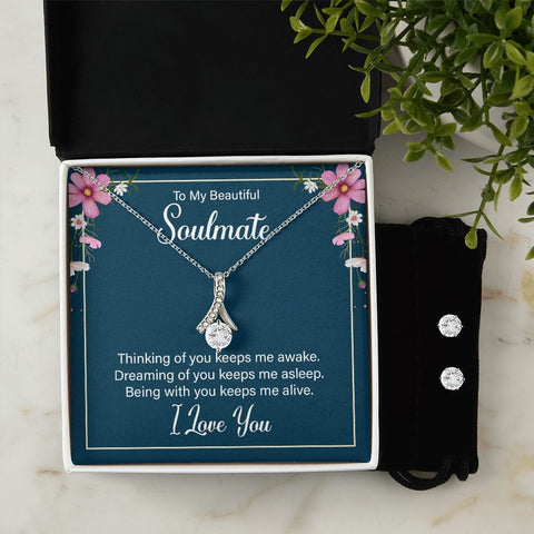 Girlfriend Jewelry Set, Necklace and Earring Set for Girlfriend | Custom Heart Design
