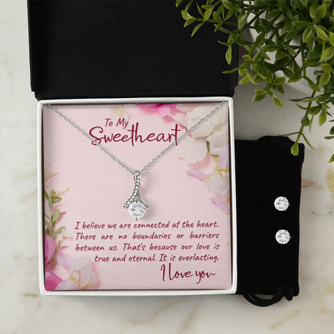 Girlfriend Jewelry Set, Necklace and Earring Set for Girlfriend | Custom Heart Design
