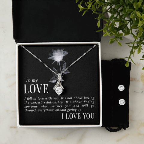 Girlfriend Jewelry Set, Necklace and Earring Set for Girlfriend | Custom Heart Design
