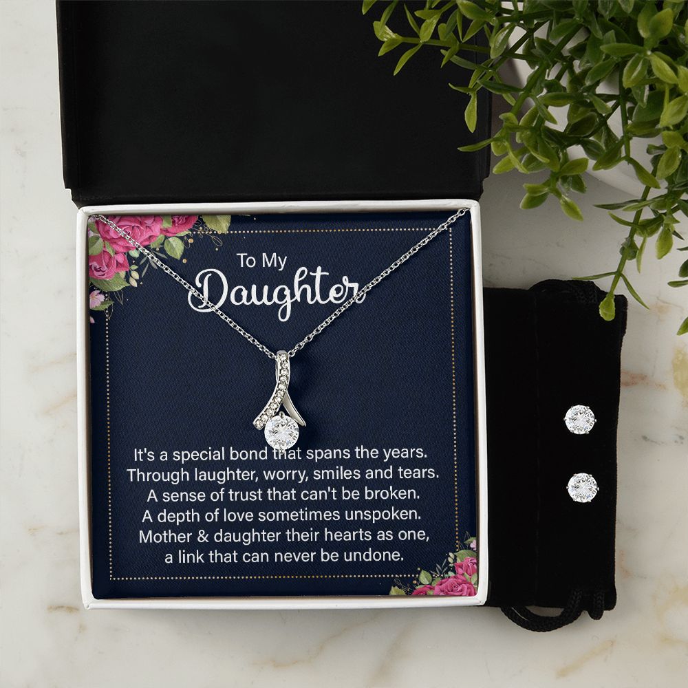 Daughter Pendant and Earring Set-Our special bond | Custom Heart Design