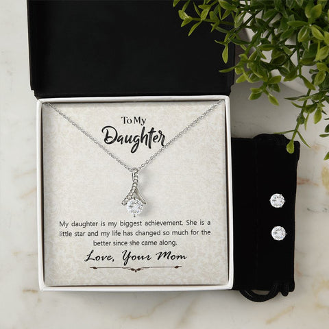 Daughter Pendant and Earring Set-My biggest achievement | Custom Heart Design