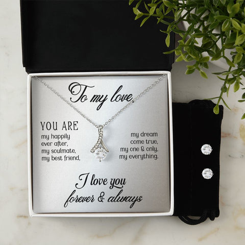 Girlfriend Jewelry Set, Necklace and Earring Set for Girlfriend | Custom Heart Design
