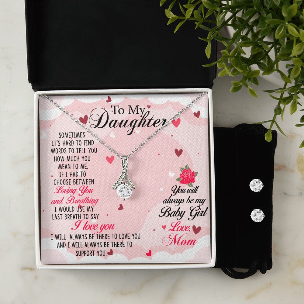 Daughter Pendant and Earring Set-My baby girl | Custom Heart Design