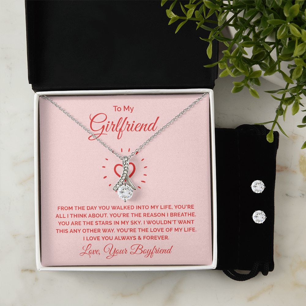 Girlfriend Jewelry Set, Necklace and Earring Set for Girlfriend | Custom Heart Design