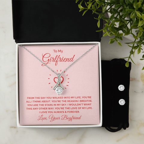 Girlfriend Jewelry Set, Necklace and Earring Set for Girlfriend | Custom Heart Design