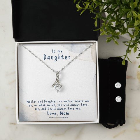 Daughter Pendant and Earring Set-Our special bond | Custom Heart Design