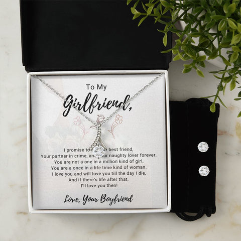 Girlfriend Jewelry Set, Necklace and Earring Set for Girlfriend - Custom Heart Design