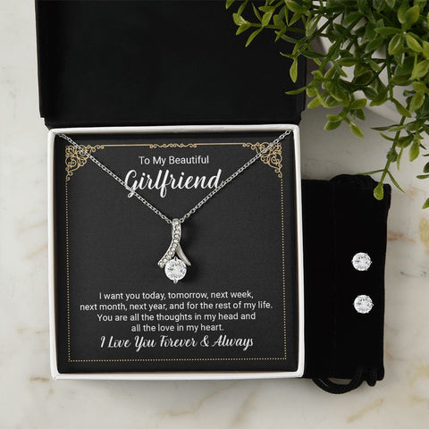 Girlfriend Jewelry Set, Heart Necklace and Earring Set | Custom Heart Design