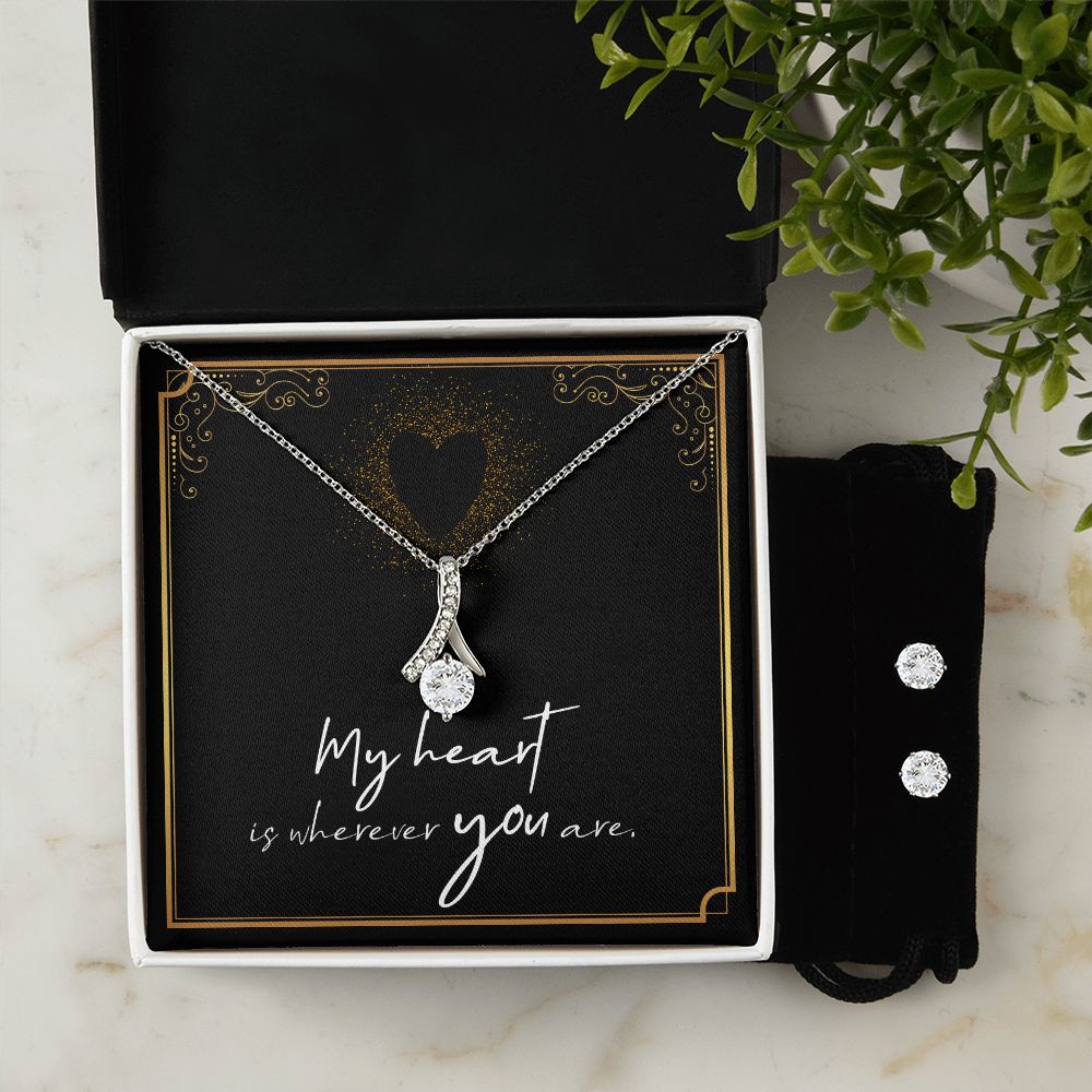 Girlfriend Jewelry Set, Necklace and Earring Set for Girlfriend | Custom Heart Design