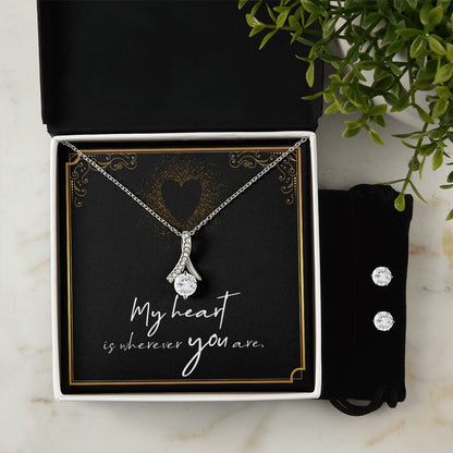 Girlfriend Jewelry Set, Necklace and Earring Set for Girlfriend | Custom Heart Design