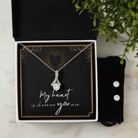 Girlfriend Jewelry Set, Necklace and Earring Set for Girlfriend | Custom Heart Design