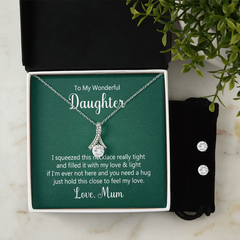 Daughter Pendant and Earring Set-I squeezed this necklace | Custom Heart Design