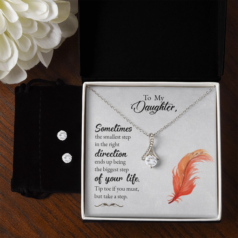 Daughter Pendant and Earring Set-Tip toe if you must | Custom Heart Design