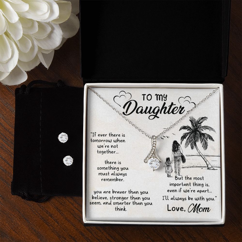 Daughter Pendant and Earring Set-Always remember | Custom Heart Design