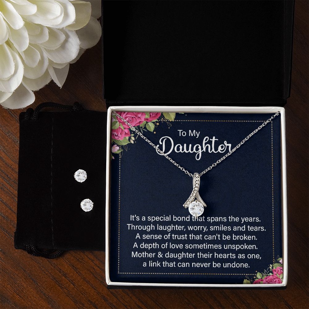 Daughter Pendant and Earring Set-Our special bond | Custom Heart Design