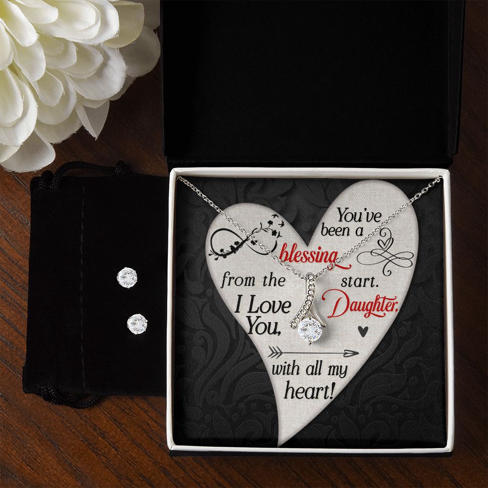 Daughter Jewelry Set, Alluring Beauty Necklace and Earring Set | Custom Heart Design
