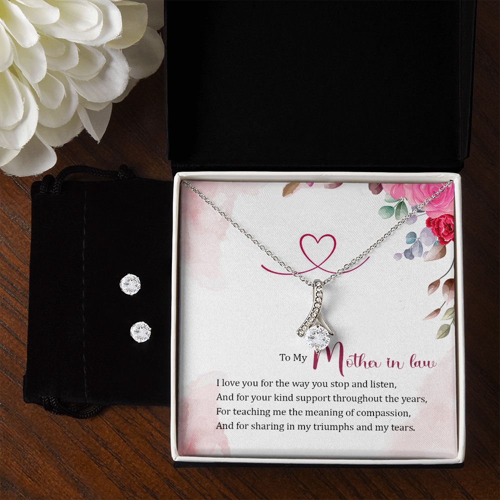 Mother in Law Necklace & Earring Set-The meaning of compassion - Custom Heart Design