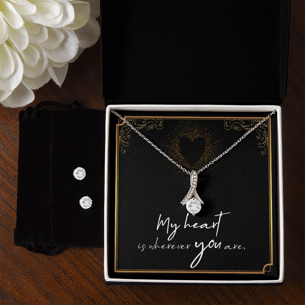 Girlfriend Jewelry Set, Necklace and Earring Set for Girlfriend | Custom Heart Design