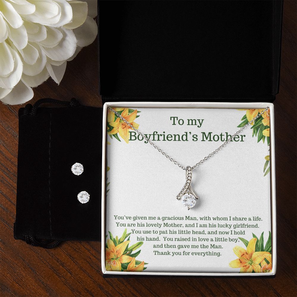 Boyfriend’s Mom Necklace & Earring Set-You raised in love - Custom Heart Design