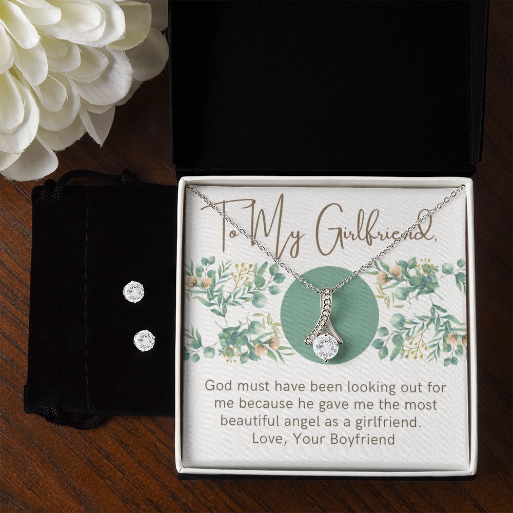 Girlfriend Jewelry Set, Necklace and Earring Set for Girlfriend - Custom Heart Design