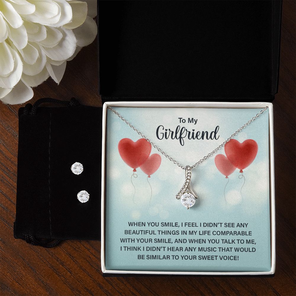 Girlfriend Jewelry Set, Necklace and Earring Set for Girlfriend | Custom Heart Design