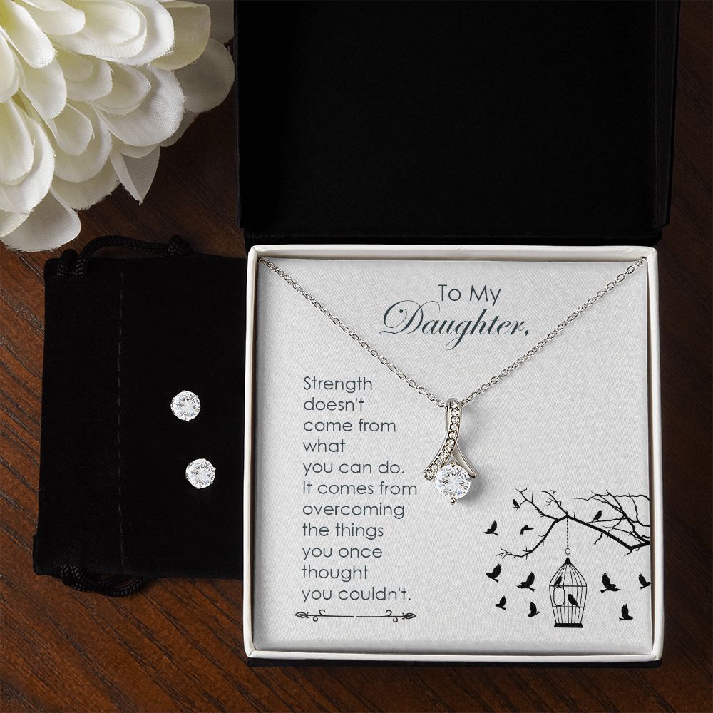 Daughter Pendant and Earring Set-Your strength | Custom Heart Design