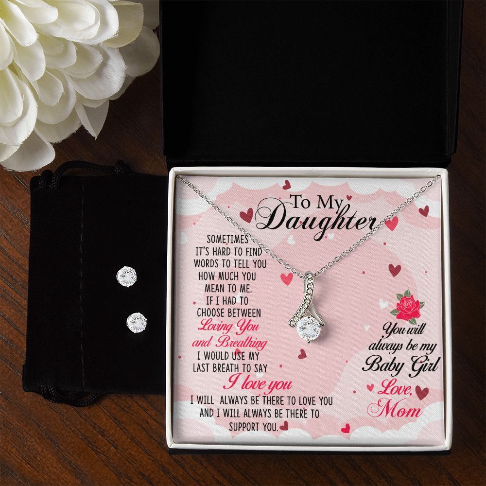 Daughter Pendant and Earring Set-My baby girl | Custom Heart Design