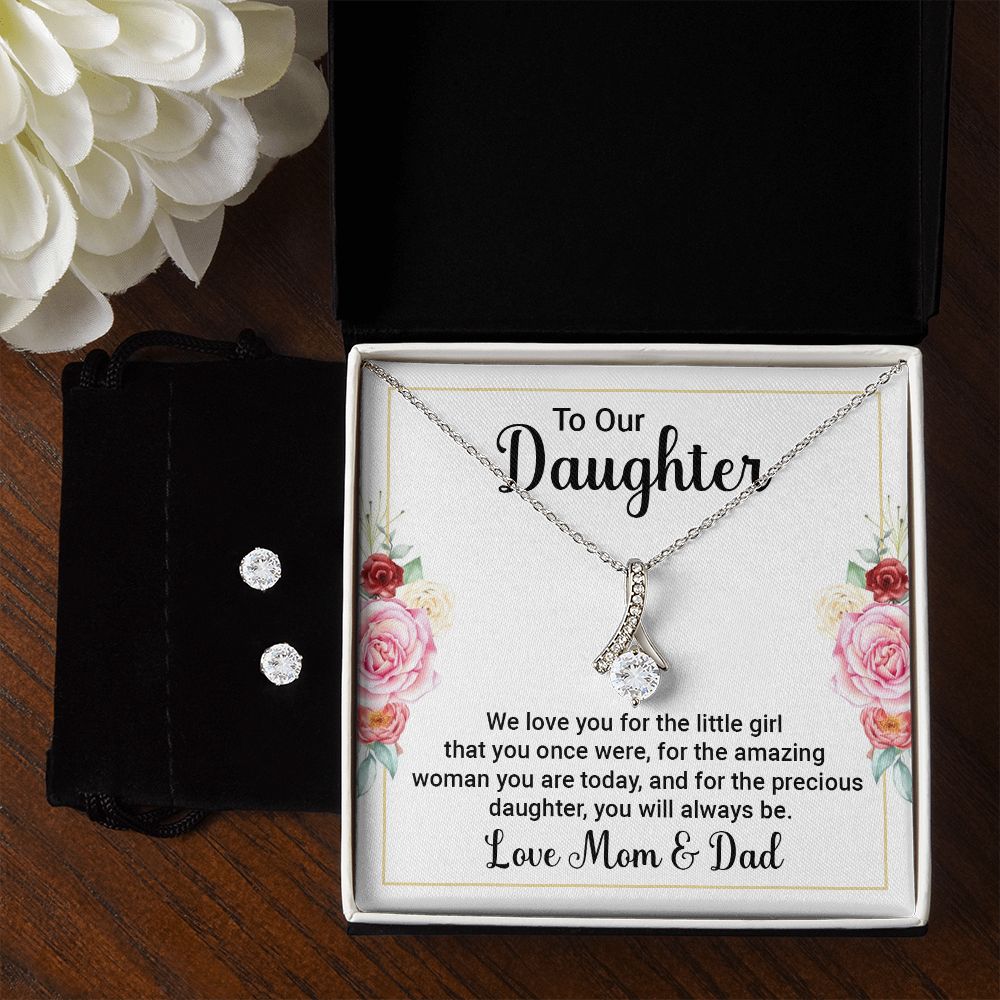 Daughter Pendant and Earring Set-Amazing & precious | Custom Heart Design