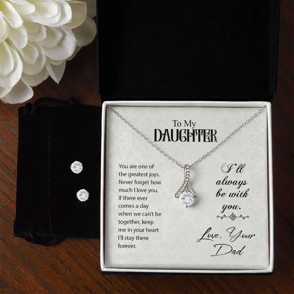 Daughter Pendant and Earring Set-My greatest joy | Custom Heart Design