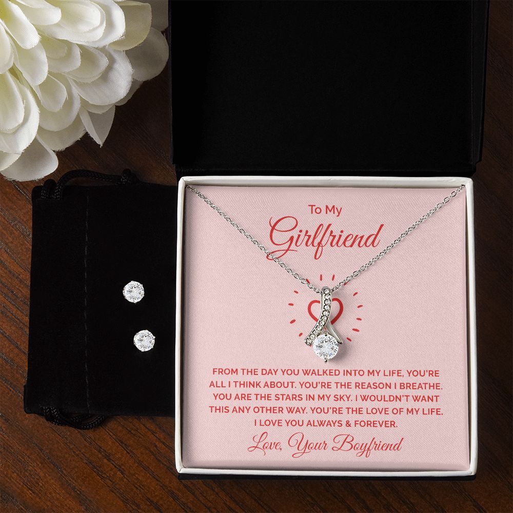 Girlfriend Jewelry Set, Necklace and Earring Set for Girlfriend | Custom Heart Design