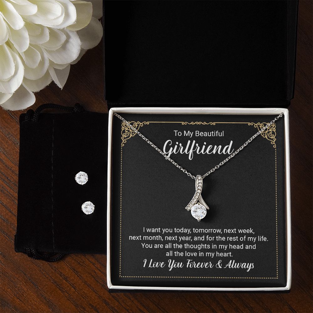 Girlfriend Jewelry Set, Heart Necklace and Earring Set | Custom Heart Design