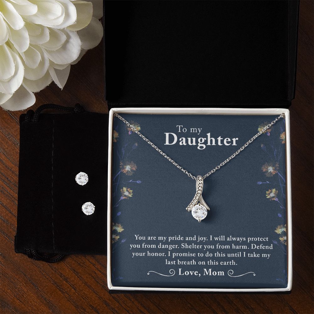 Daughter Pendant and Earring Set-My pride and joy - Custom Heart Design