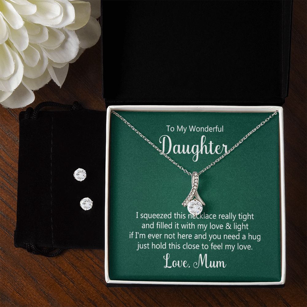 Daughter Pendant and Earring Set-I squeezed this necklace | Custom Heart Design