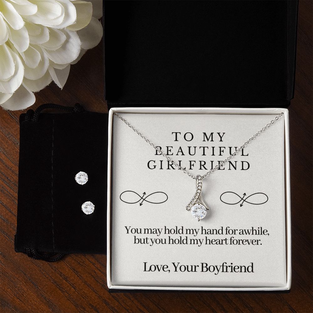 Girlfriend Jewelry Set, Necklace and Earring Set for Girlfriend - Custom Heart Design