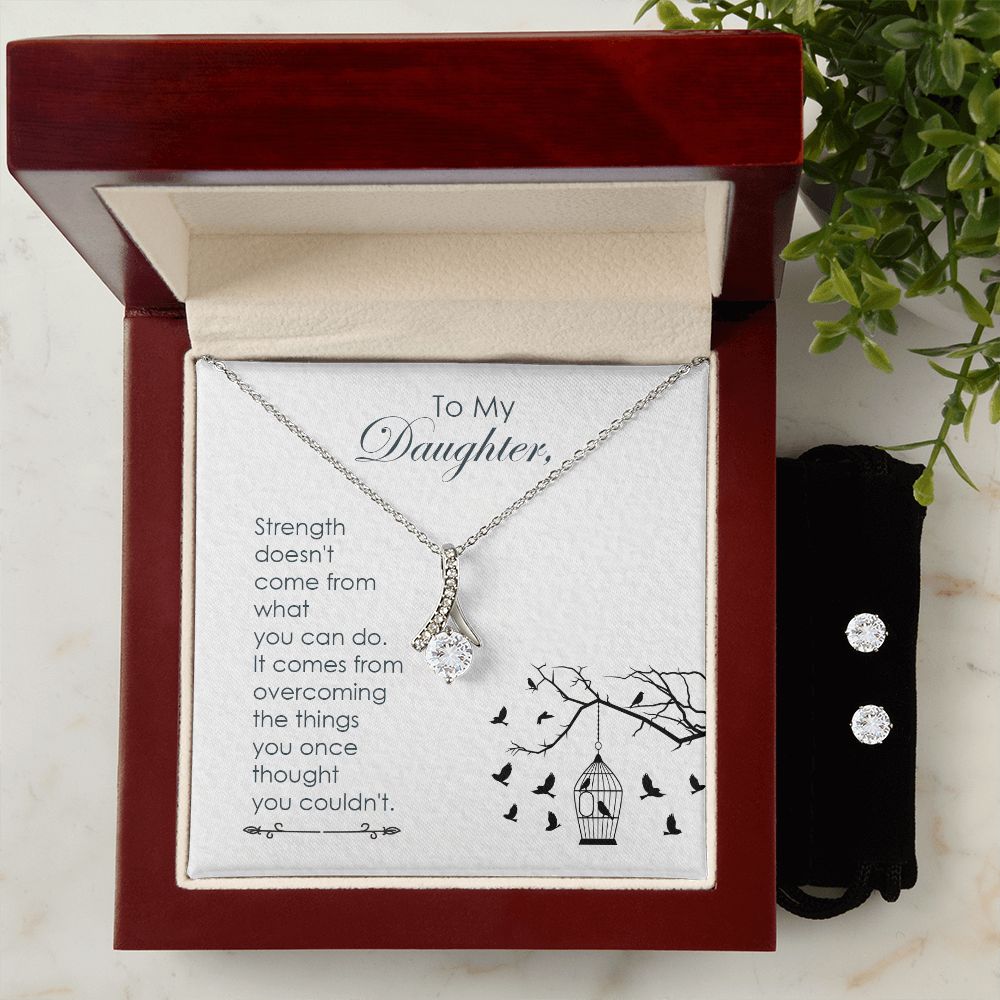 Daughter Pendant and Earring Set-Your strength | Custom Heart Design