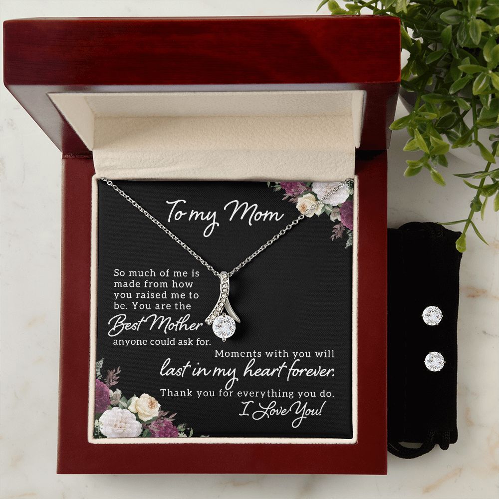 Mom Necklace & Earring Set-You are the best ever | Custom Heart Design