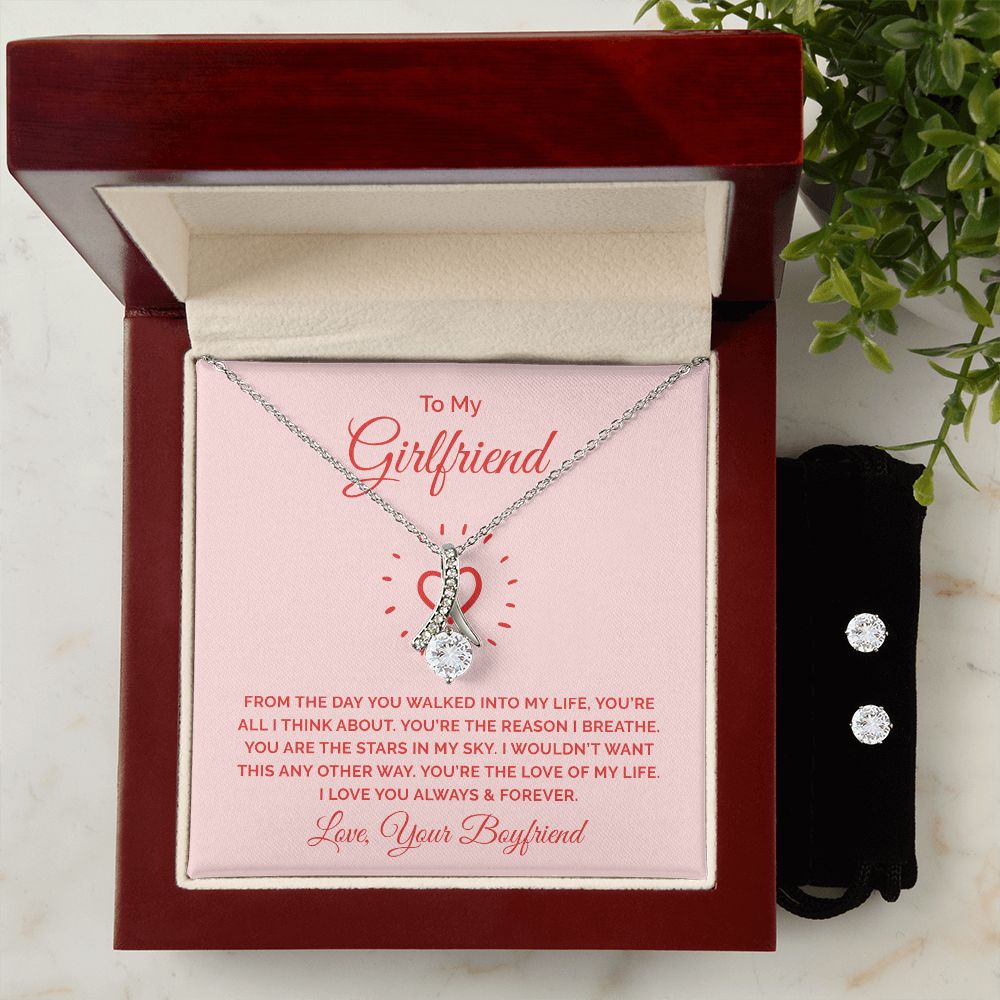 Girlfriend Jewelry Set, Necklace and Earring Set for Girlfriend | Custom Heart Design