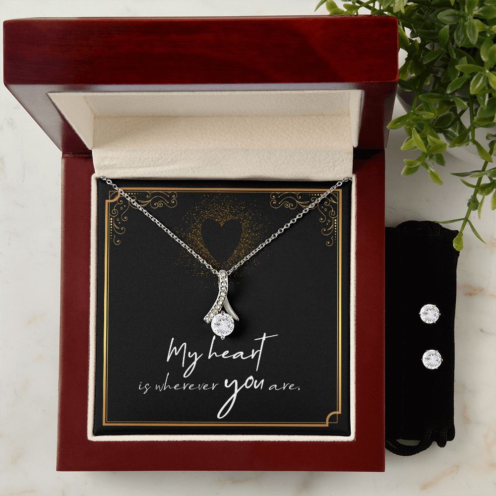 Girlfriend Jewelry Set, Necklace and Earring Set for Girlfriend | Custom Heart Design
