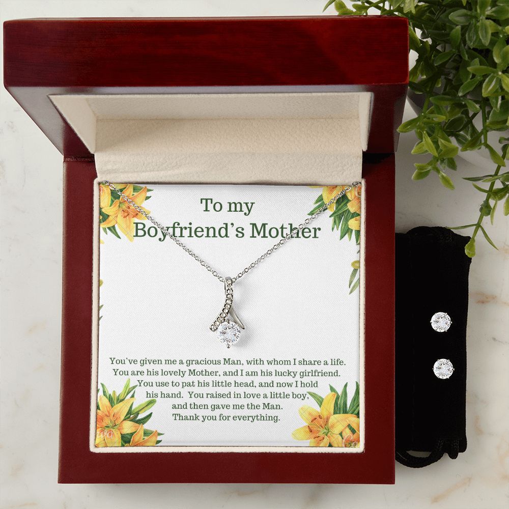 Boyfriend’s Mom Necklace & Earring Set-You raised in love - Custom Heart Design