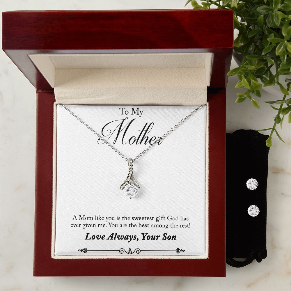 Mom Jewelry Set, From Son-Sweetest gift from God - Custom Heart Design