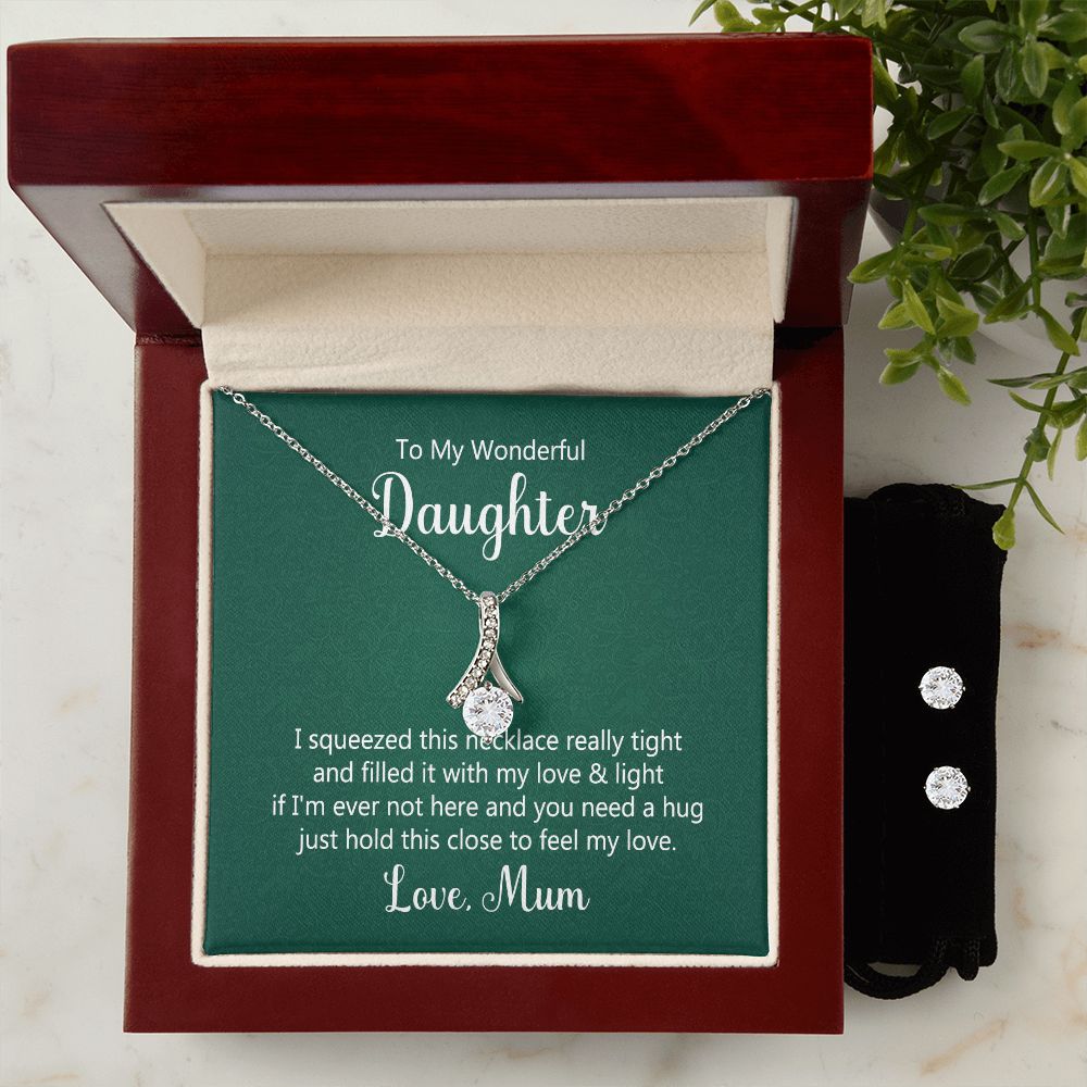 Daughter Pendant and Earring Set-I squeezed this necklace | Custom Heart Design