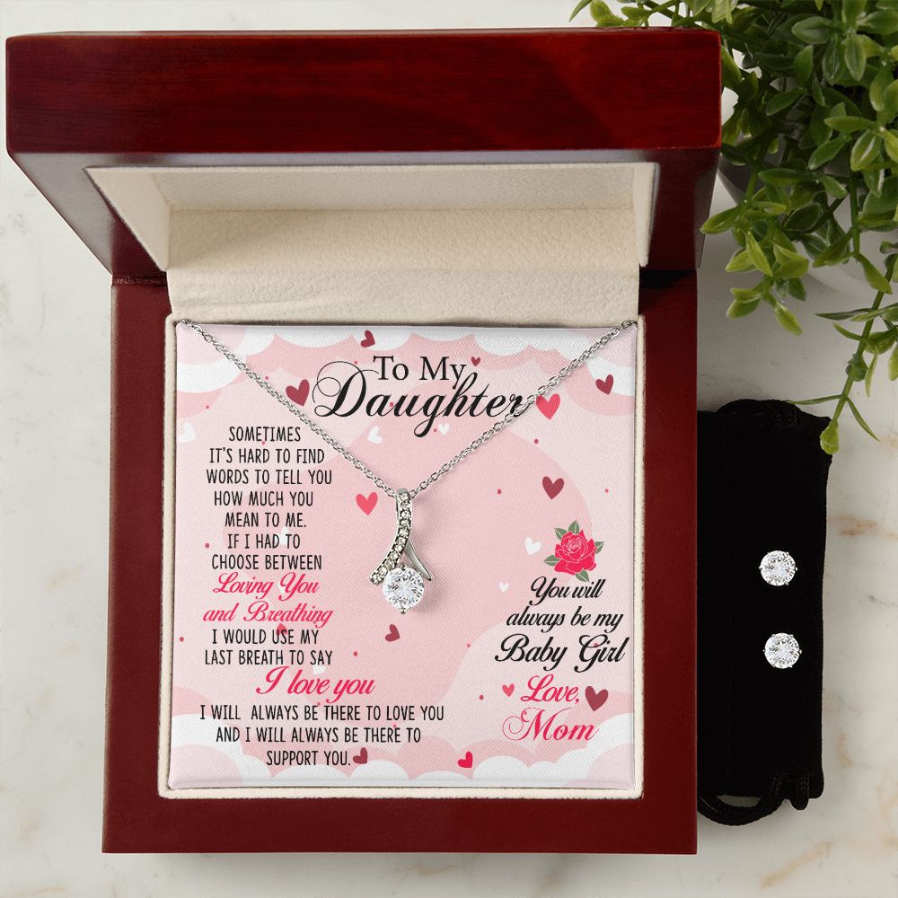 Daughter Pendant and Earring Set-My baby girl | Custom Heart Design